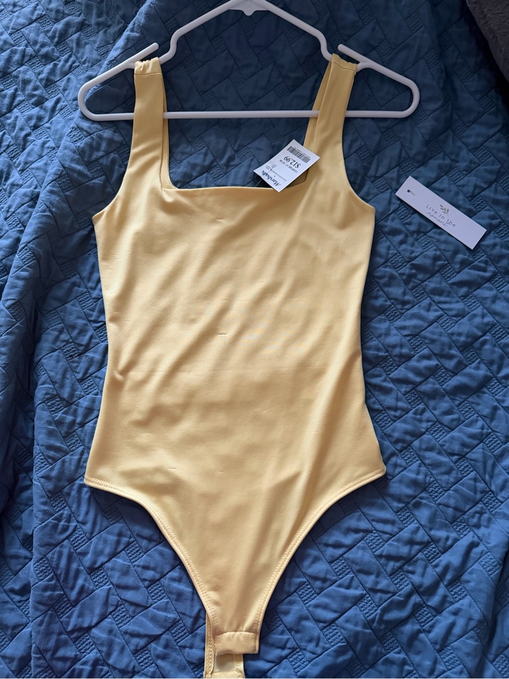 Women’s Yellow One-Piece Bodysuit - Classic Square Neck